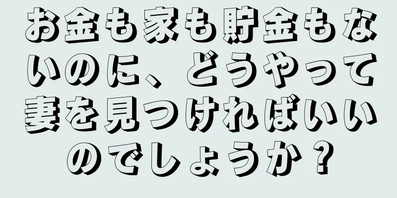 お金も家も貯金もないのに、どうやって妻を見つければいいのでしょうか？
