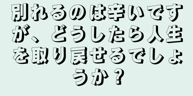 別れるのは辛いですが、どうしたら人生を取り戻せるでしょうか？