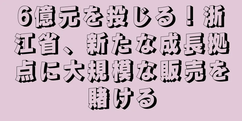 6億元を投じる！浙江省、新たな成長拠点に大規模な販売を賭ける