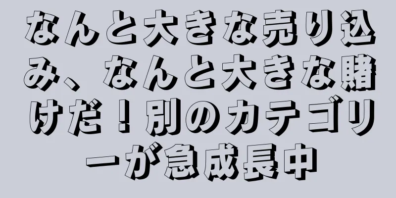 なんと大きな売り込み、なんと大きな賭けだ！別のカテゴリーが急成長中