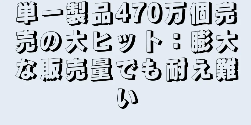 単一製品470万個完売の大ヒット：膨大な販売量でも耐え難い