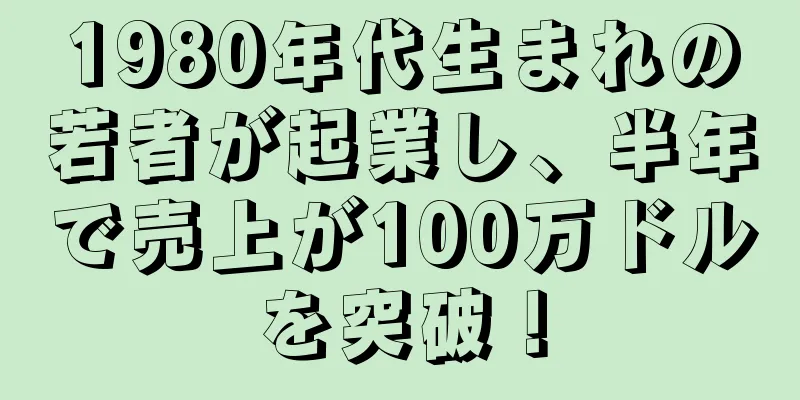 1980年代生まれの若者が起業し、半年で売上が100万ドルを突破！