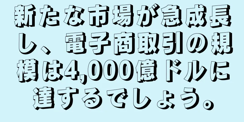新たな市場が急成長し、電子商取引の規模は4,000億ドルに達するでしょう。