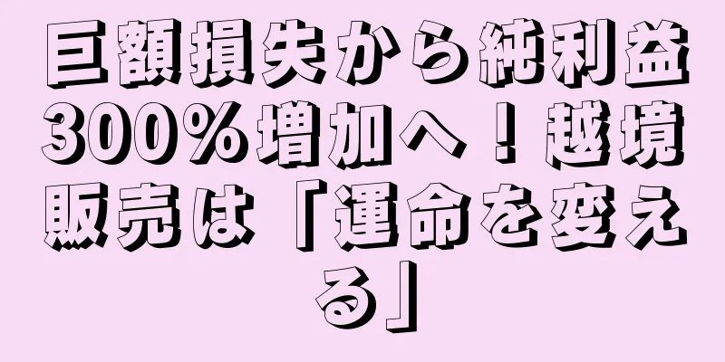 巨額損失から純利益300%増加へ！越境販売は「運命を変える」
