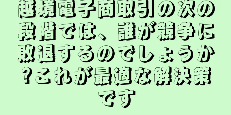 越境電子商取引の次の段階では、誰が競争に敗退するのでしょうか?これが最適な解決策です