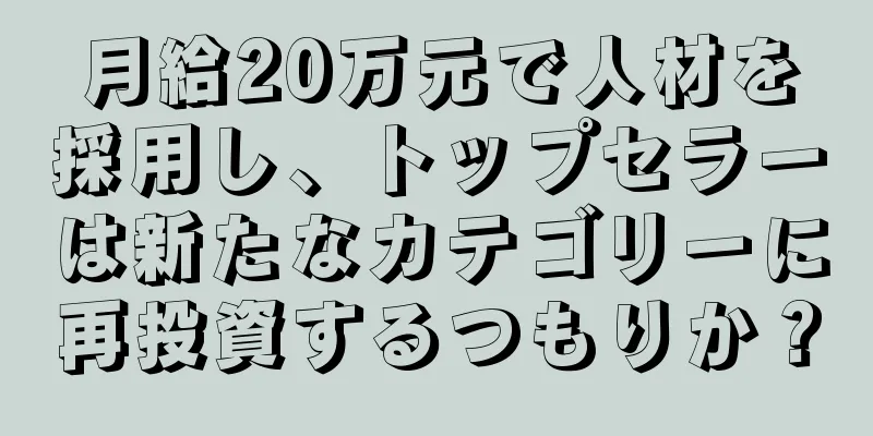 月給20万元で人材を採用し、トップセラーは新たなカテゴリーに再投資するつもりか？