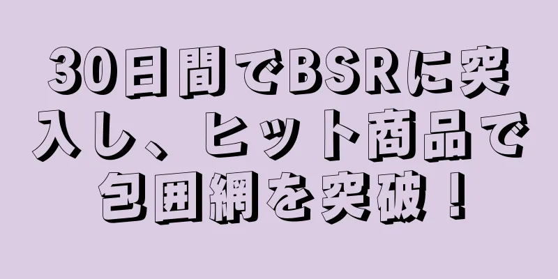 30日間でBSRに突入し、ヒット商品で包囲網を突破！