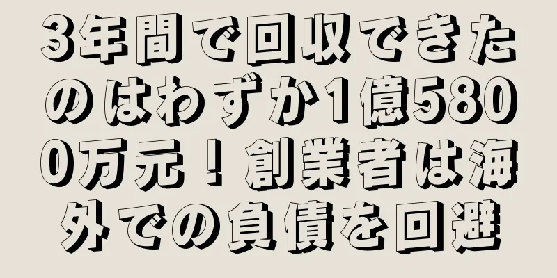 3年間で回収できたのはわずか1億5800万元！創業者は海外での負債を回避