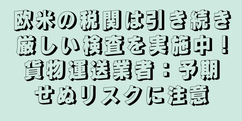 欧米の税関は引き続き厳しい検査を実施中！貨物運送業者：予期せぬリスクに注意