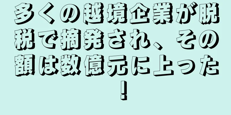 多くの越境企業が脱税で摘発され、その額は数億元に上った！