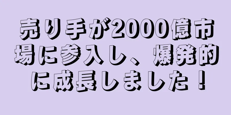 売り手が2000億市場に参入し、爆発的に成長しました！