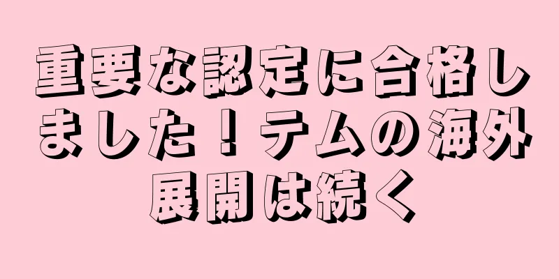重要な認定に合格しました！テムの海外展開は続く