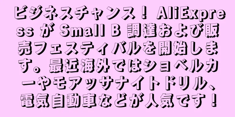ビジネスチャンス！ AliExpress が Small B 調達および販売フェスティバルを開始します。最近海外ではショベルカーやモアッサナイトドリル、電気自動車などが人気です！