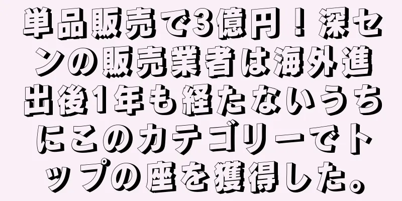 単品販売で3億円！深センの販売業者は海外進出後1年も経たないうちにこのカテゴリーでトップの座を獲得した。