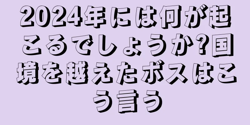 2024年には何が起こるでしょうか?国境を越えたボスはこう言う
