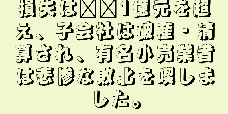 損失は​​1億元を超え、子会社は破産・清算され、有名小売業者は悲惨な敗北を喫しました。