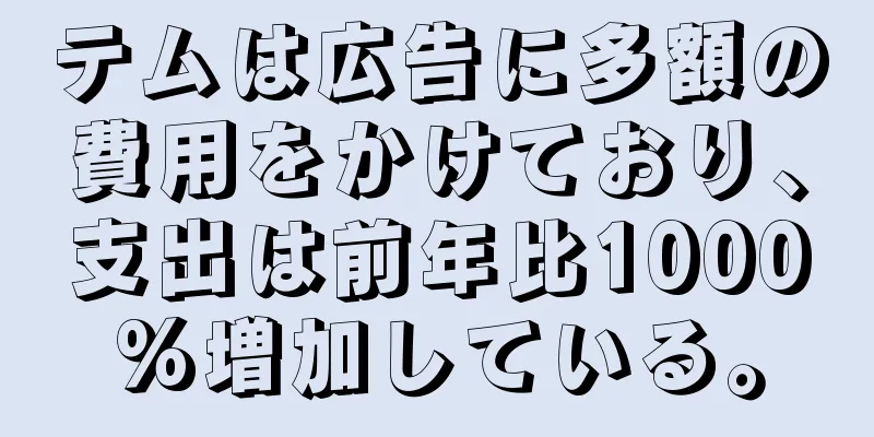 テムは広告に多額の費用をかけており、支出は前年比1000%増加している。
