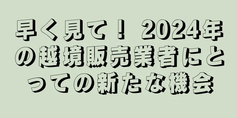 早く見て！ 2024年の越境販売業者にとっての新たな機会
