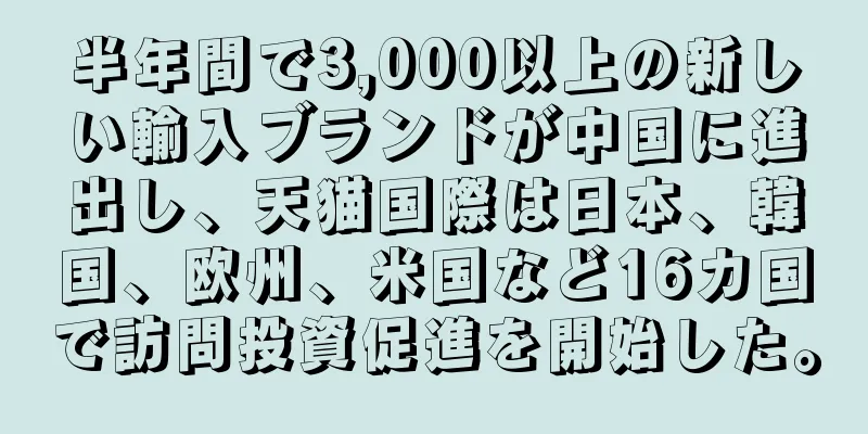 半年間で3,000以上の新しい輸入ブランドが中国に進出し、天猫国際は日本、韓国、欧州、米国など16カ国で訪問投資促進を開始した。