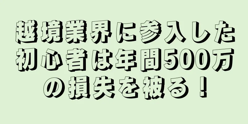 越境業界に参入した初心者は年間500万の損失を被る！