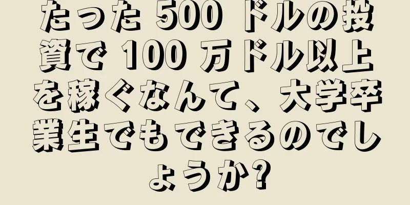 たった 500 ドルの投資で 100 万ドル以上を稼ぐなんて、大学卒業生でもできるのでしょうか?