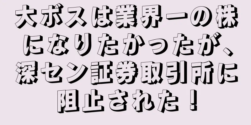 大ボスは業界一の株になりたかったが、深セン証券取引所に阻止された！