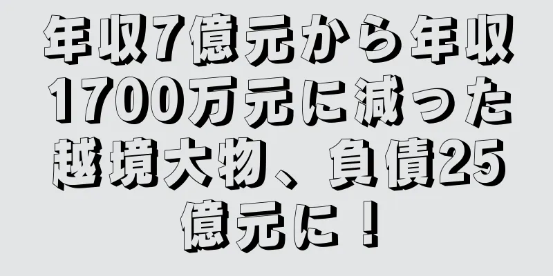 年収7億元から年収1700万元に減った越境大物、負債25億元に！