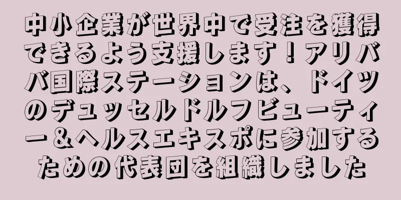 中小企業が世界中で受注を獲得できるよう支援します！アリババ国際ステーションは、ドイツのデュッセルドルフビューティー＆ヘルスエキスポに参加するための代表団を組織しました