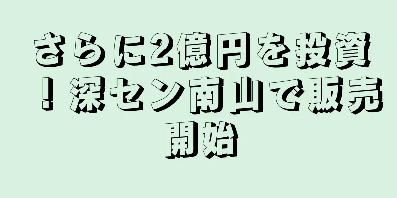 さらに2億円を投資！深セン南山で販売開始