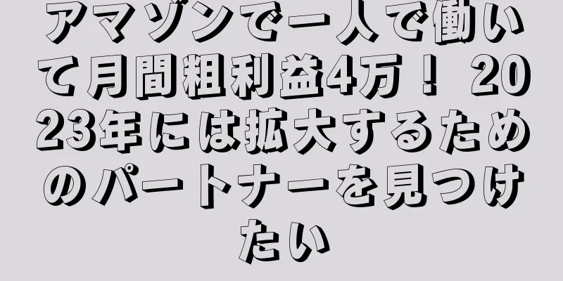 アマゾンで一人で働いて月間粗利益4万！ 2023年には拡大するためのパートナーを見つけたい