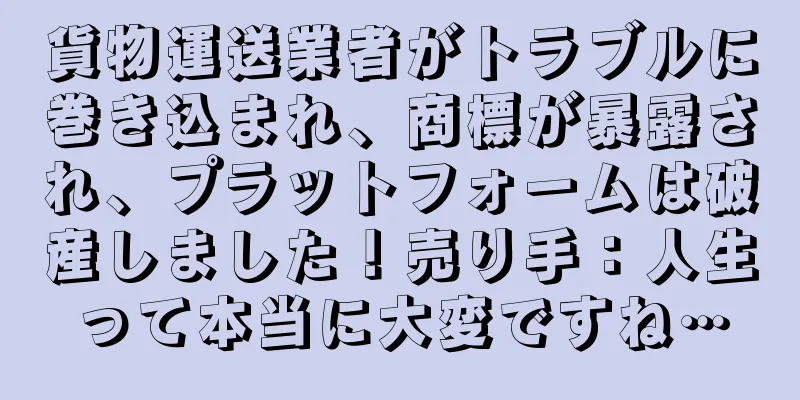 貨物運送業者がトラブルに巻き込まれ、商標が暴露され、プラットフォームは破産しました！売り手：人生って本当に大変ですね…