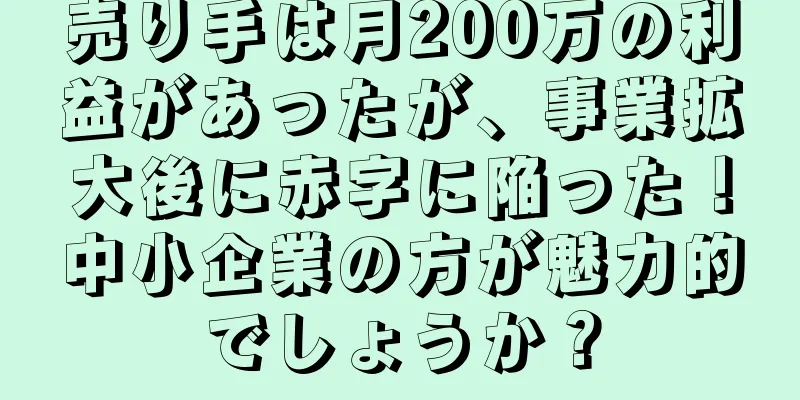 売り手は月200万の利益があったが、事業拡大後に赤字に陥った！中小企業の方が魅力的でしょうか？