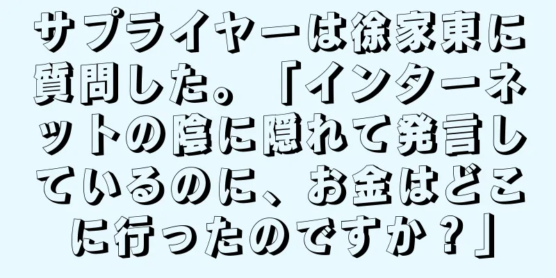 サプライヤーは徐家東に質問した。「インターネットの陰に隠れて発言しているのに、お金はどこに行ったのですか？」