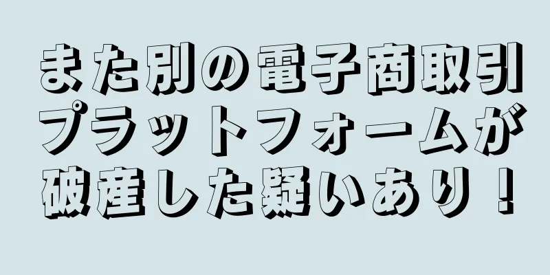 また別の電子商取引プラットフォームが破産した疑いあり！