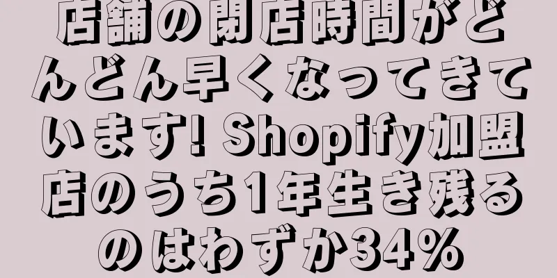 店舗の閉店時間がどんどん早くなってきています! Shopify加盟店のうち1年生き残るのはわずか34%