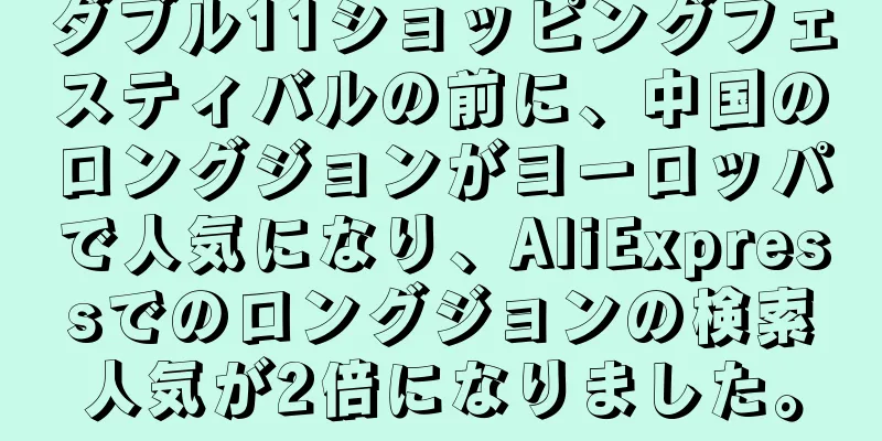 ダブル11ショッピングフェスティバルの前に、中国のロングジョンがヨーロッパで人気になり、AliExpressでのロングジョンの検索人気が2倍になりました。