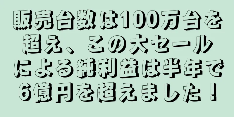 販売台数は100万台を超え、この大セールによる純利益は半年で6億円を超えました！