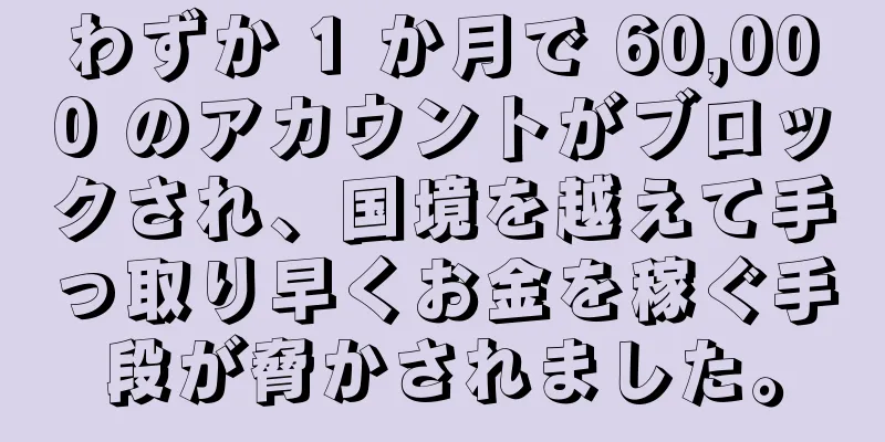 わずか 1 か月で 60,000 のアカウントがブロックされ、国境を越えて手っ取り早くお金を稼ぐ手段が脅かされました。