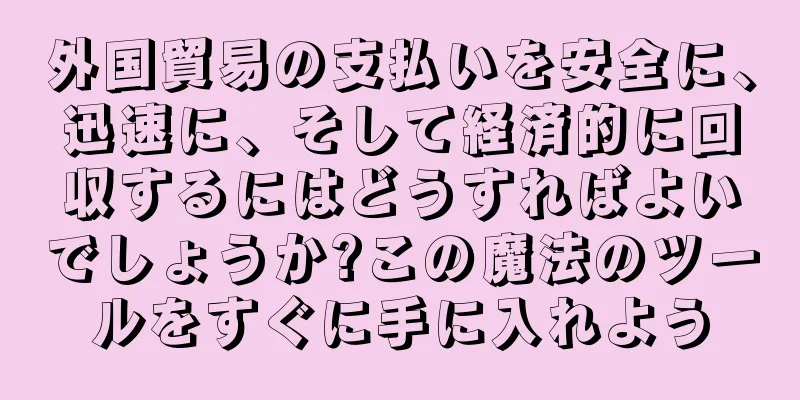 外国貿易の支払いを安全に、迅速に、そして経済的に回収するにはどうすればよいでしょうか?この魔法のツールをすぐに手に入れよう