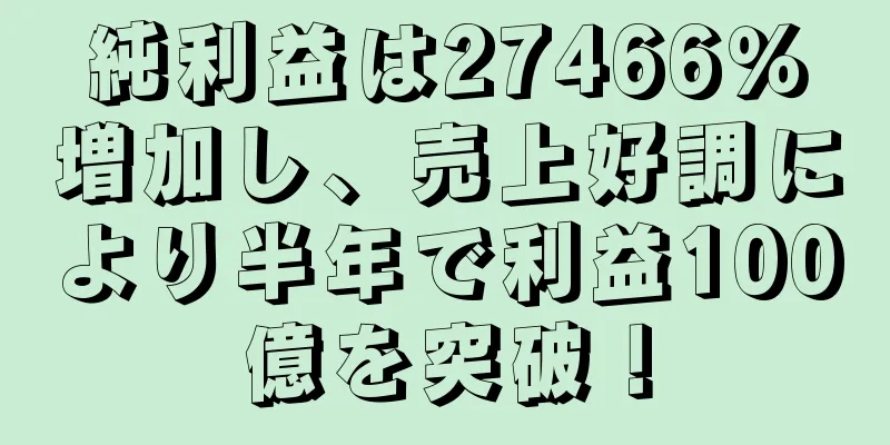 純利益は27466％増加し、売上好調により半年で利益100億を突破！