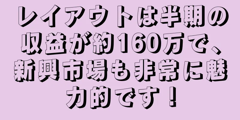 レイアウトは半期の収益が約160万で、新興市場も非常に魅力的です！
