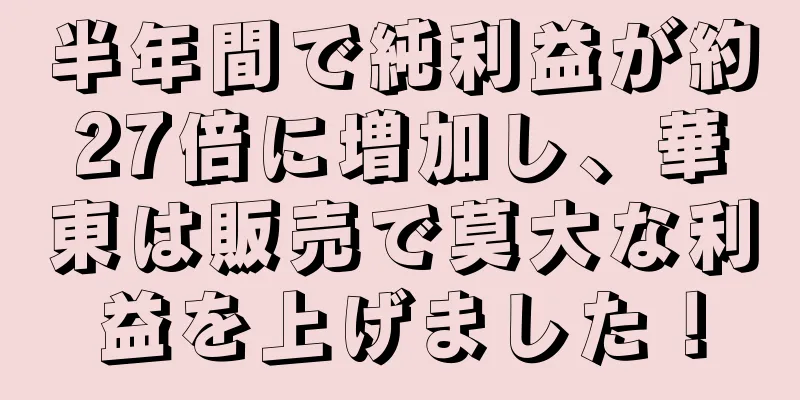 半年間で純利益が約27倍に増加し、華東は販売で莫大な利益を上げました！