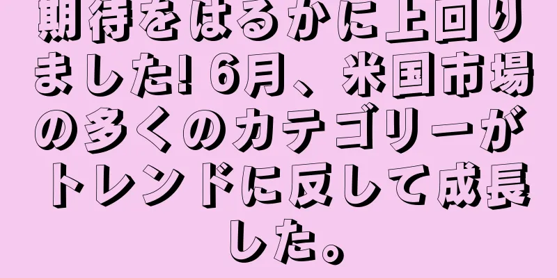 期待をはるかに上回りました! 6月、米国市場の多くのカテゴリーがトレンドに反して成長した。