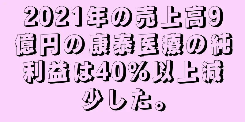 2021年の売上高9億円の康泰医療の純利益は40％以上減少した。