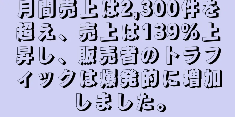 月間売上は2,300件を超え、売上は139%上昇し、販売者のトラフィックは爆発的に増加しました。