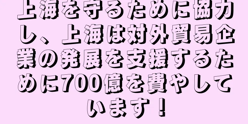 上海を守るために協力し、上海は対外貿易企業の発展を支援するために700億を費やしています！