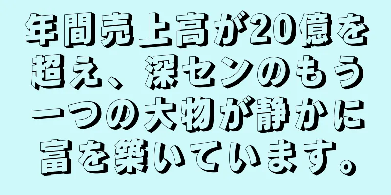 年間売上高が20億を超え、深センのもう一つの大物が静かに富を築いています。