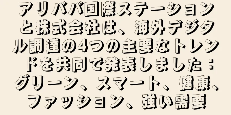アリババ国際ステーションと株式会社は、海外デジタル調達の4つの主要なトレンドを共同で発表しました：グリーン、スマート、健康、ファッション、強い需要