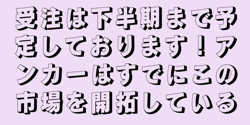 受注は下半期まで予定しております！アンカーはすでにこの市場を開拓している