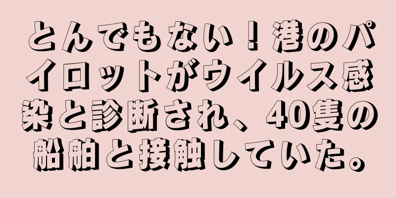 とんでもない！港のパイロットがウイルス感染と診断され、40隻の船舶と接触していた。